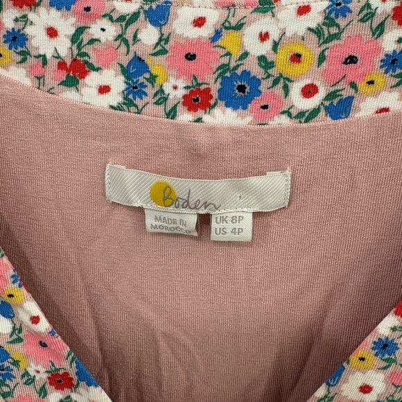 Boden Eva Pink Floral/Milkshake Jersey Midi Dress Size 4 Petite - Picture 3 of 12